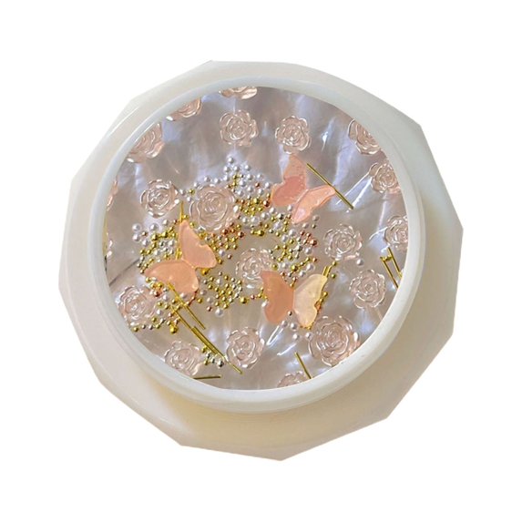 huanledash 1 Set Nail Camellia Charm Shiny Visual Effect Three-dimensional High Gloss DIY Sparkling Camellia False Pearl Nail Art Decor Manicurist Supply