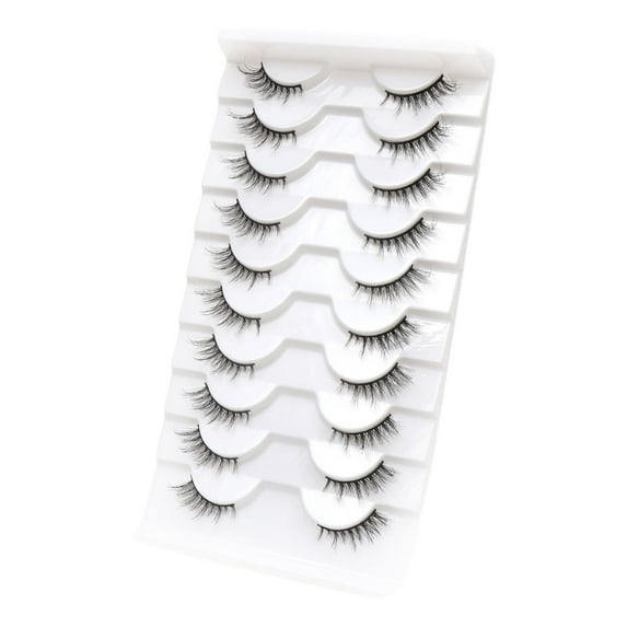 huanledash 10 Pairs False Eyelashes 3D Effect Natural Look Dense Curly Fluffy Eyelash Extension Faux Mink Hair Wispy Half Lashes for Girl