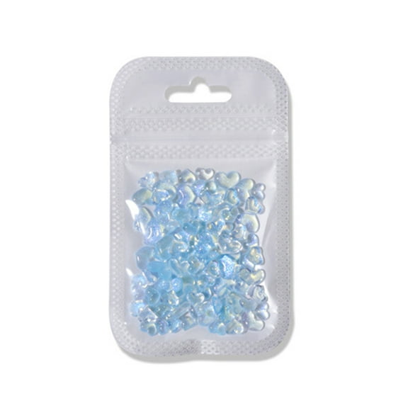 huanledash 100Pcs/Bag Nail Art Decor Flatback Three-dimensional Mix Size Fine Flash DIY Mini Heart Shape Faux Diamond Nail Charm Nail Salon Supply