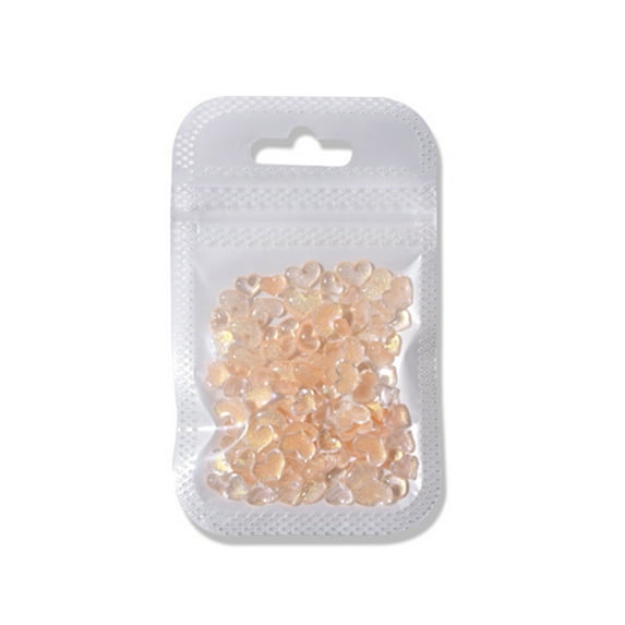 huanledash 100Pcs/Bag Nail Art Decor Flatback Three-dimensional Mix Size Fine Flash DIY Mini Heart Shape Faux Diamond Nail Charm Nail Salon Supply