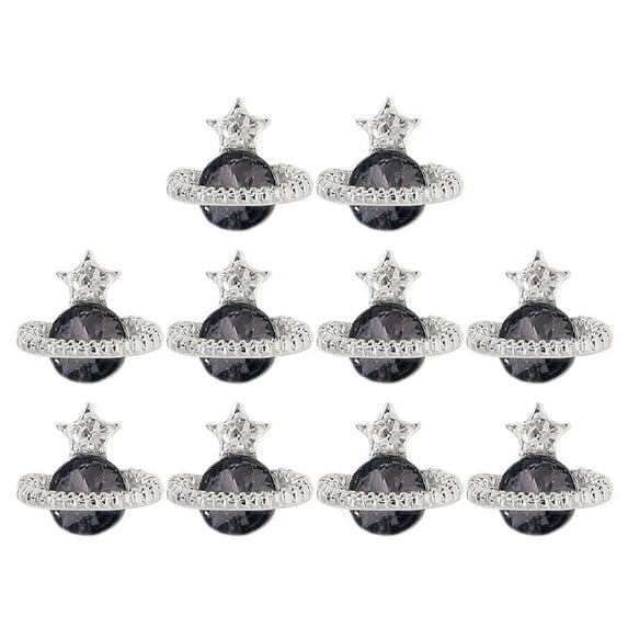 huanledash 10Pcs Nail Art Decor Heart 3D Planet Design Stunning Visual Effect Rhinestone Nail Charm Glittering DIY Cubic Zirconia Nail Art Jewelry for Women