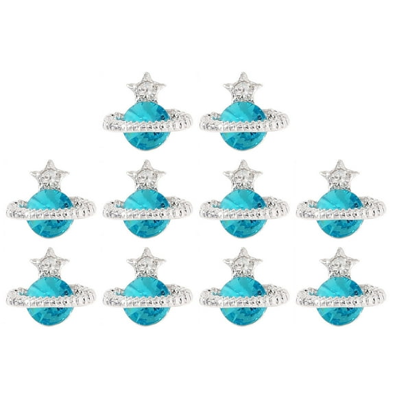 huanledash 10Pcs Nail Art Decor Heart 3D Planet Design Stunning Visual Effect Rhinestone Nail Charm Glittering DIY Cubic Zirconia Nail Art Jewelry for Women