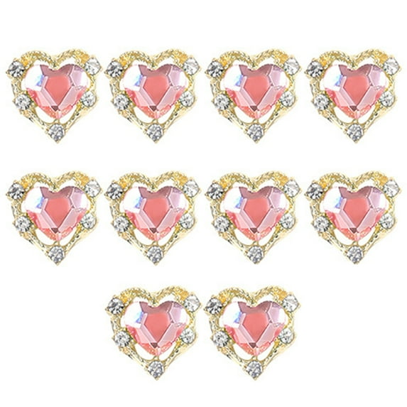 huanledash 10Pcs Nail Art Rhinestone Shining Manicure Decoration DIY Diverse Styles 3D Crown Heart Nail Charm Nail Salon Accessories