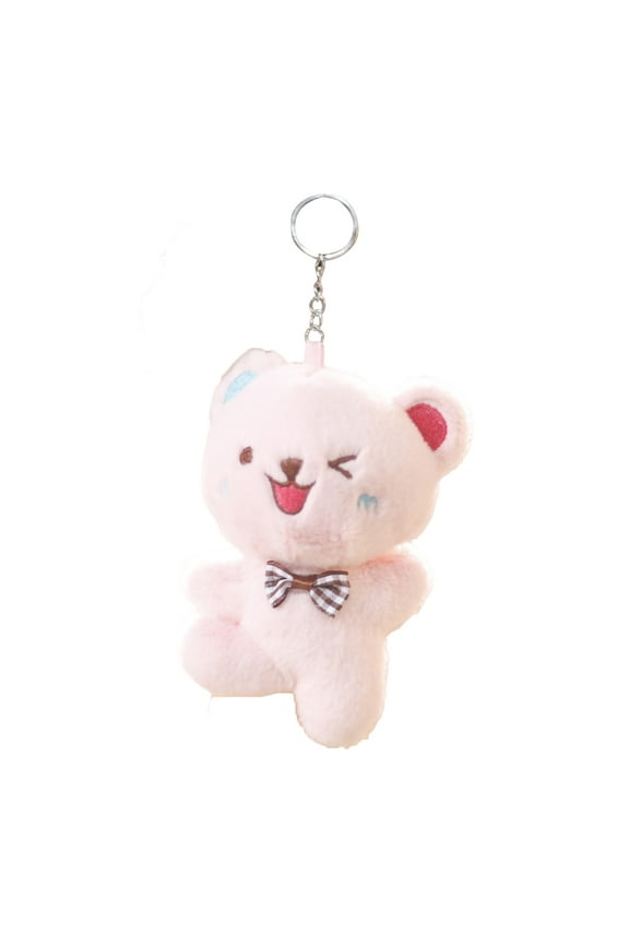 11cm Bear Keychain Cute Mini Bow Cartoon Bear Doll Plushies Ornament Soft Stuffed Doll Toy Backpack Key Ring Pendant Couple Gift