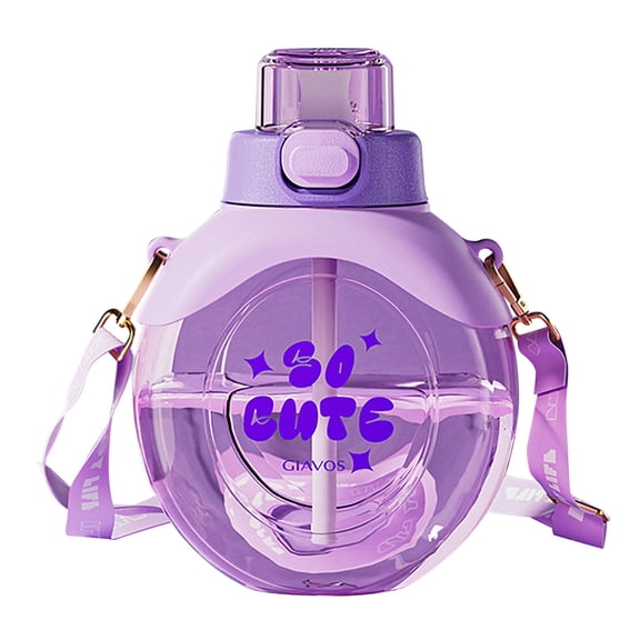 huanledash 500ml Sippy Cup Adjustable Strap Good Sealing Easy to Carry Students Portable Drinking Bottle with Bouncing Lid Daily Use