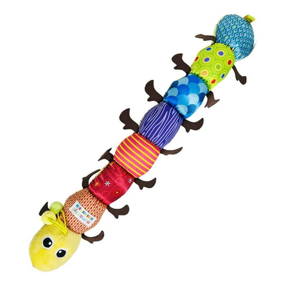 huanledash Caterpillar Plush Doll Built in Crinkle Bell BB Sounder Music Cute Plushie with Height Scale Sensory Training Soothe Toy Stuffed Animal Doll Baby Plush Rattle Toy Baby Shower Gift