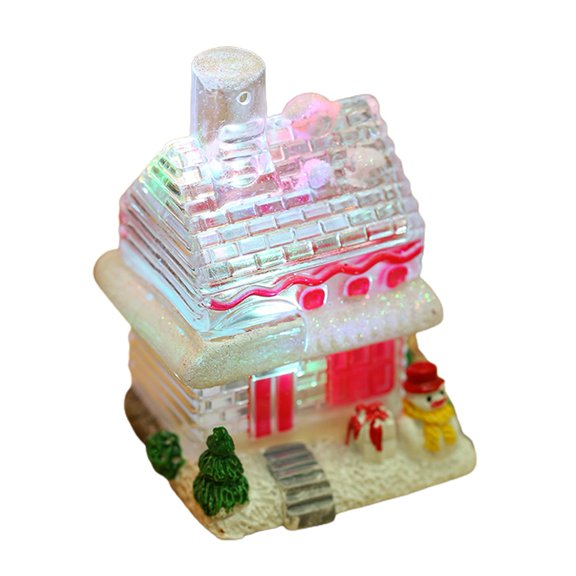 huanledash Led Luminous Mini Christmas House Snowman with Resin Sucker Hanging Xmas Decor
