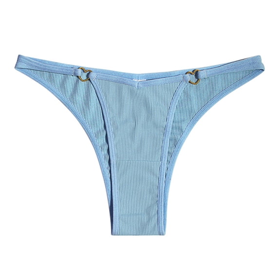 huanledash Low Waist Seamless Elastic Women Thong Heart Metal Buckle Ultra-thin Sexy Briefs for Daily Wear