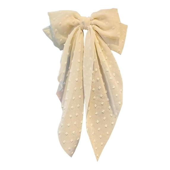 HUANLEDASH Ribbon Tassel Jacquard Decor Spring Hairpin Non-Slip Elegant Double Large Bowknot Decor Girl Hair Clip Hair Accessories