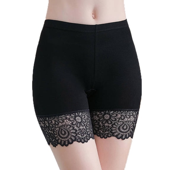 huanledash Safety Pants Lace Anti Exposure Plus Size Hollow Out Flower Pattern Short Pants for Inside Wear