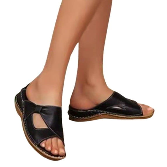 huanledash Sandals Open Toe Thick Sole Women Loose Soft Sole Slippers for Beach