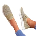 thumbnail image 1 of huanledash Spring Autumn Women Soft Sole Slip On Sneakers Rhinestone Breathable Flat Shoes, 1 of 8