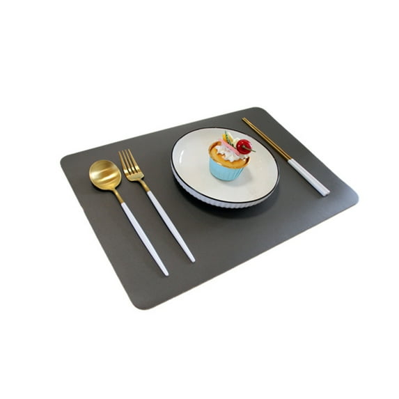 huanledash Table Placemat Waterproof Soft Faux Leather Double-sided Rectangle Non-slip Heat Insulation Minimalist Dishwasher Safe Dining Mat Kitchen Supplies