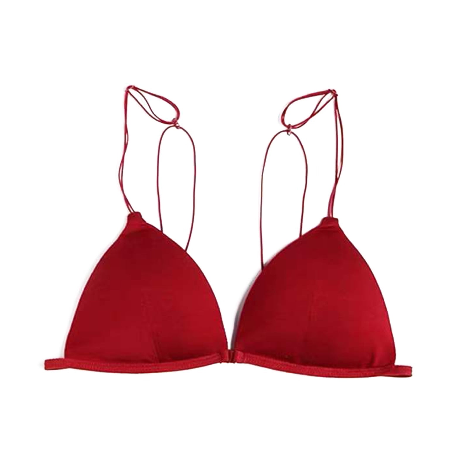 huanledash Triangle Cup Front Buckle Spaghetti Strap Sexy Bra Seamless Push  Up Thin Underwear for Daily Wear 
