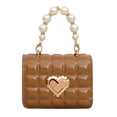 thumbnail image 1 of huanledash Women Handbag Faux Pearl Handle Golden Love Heart Detachable Metal Chain Mini Elegant Ladies Single Shoulder Bag Purse Daily Life Use, 1 of 7