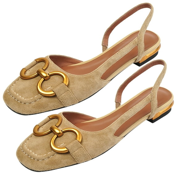 Huanledash Women Sandals Cover Toes Lower Heel Ring Decor Woman Sandals Elegant Office Shoes for Daily Wear