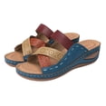 thumbnail image 1 of huanledash Women Summer Casual Hollow Cross Bandage Opened Toe Wedge Slippers Sandals Shoes, 1 of 7