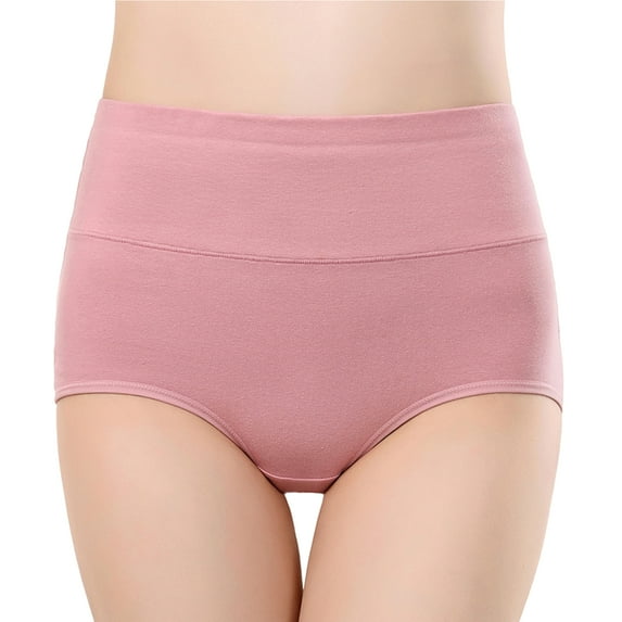 huanledash Women Underpants Bouncy High Waist Solid Color Soft Tummy Control Anti-septic Intimate Slimming Lady Panties for Inner Wear
