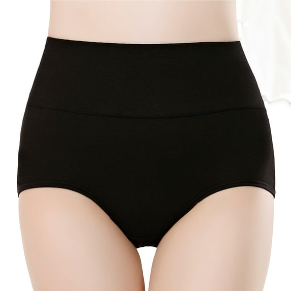 huanledash Women Underpants Bouncy High Waist Solid Color Soft Tummy Control Anti-septic Intimate Slimming Lady Panties for Inner Wear