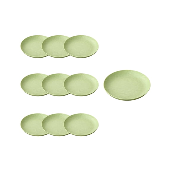 huayou 10 Pack Wheat Straw Dinner Plates, Unbreakable Lightweight Round Dessert Plates, Reusable Textured Serving Plates for Snack, Fruit, Salad & Daily Meals