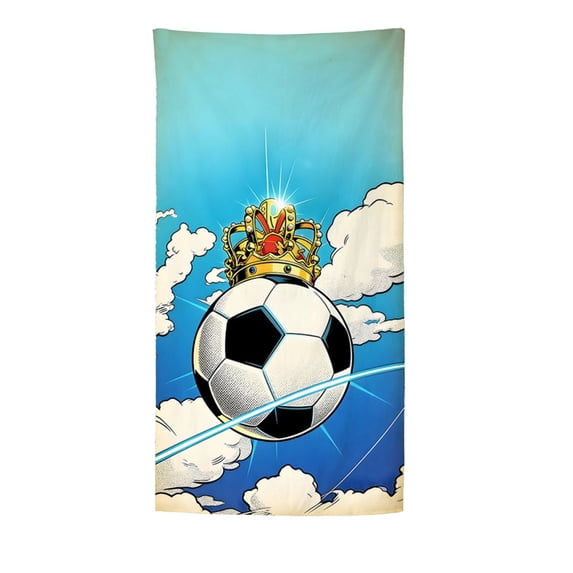 huayou 27.56 x 55.12 inch Soccer Ball Print Beach Towel, Dry Absorbent Towel for Swimming Beach Travel and Sports Activities