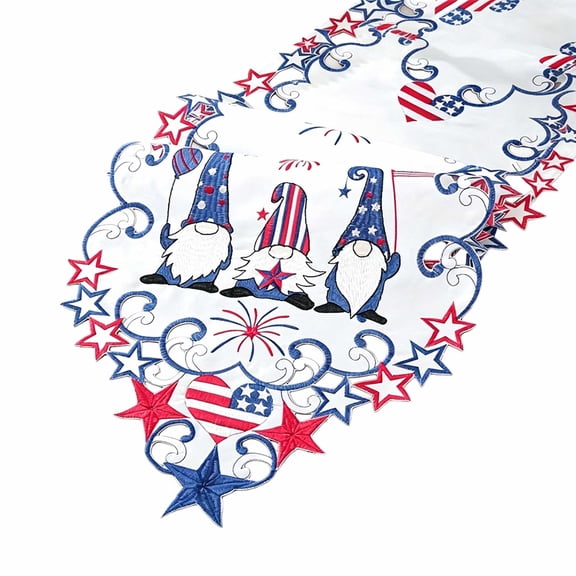 huayou 4th of July Medium Patriotic Irregular American Flag Star Dwarf Firework Table Runner, Happy Independence Day 15.74 x 70.86 inch Party Decoraiton,for Home Decor