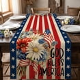 thumbnail image 1 of huayou 4th of July Tablecloth with Red White Blue Flag Bouquet Decoration, 250th Year Memorial Day Table Cover, for Party Camping Picnic Kitchen Table Indoor Outdoor Home Decor, 1 of 6