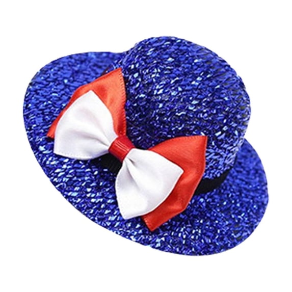 huayou 4th of July Patriotic Dog Cat Top Hat with Red White Blue Bow Decoration, Independence Day Cute Animal Headgear, for Party Holiday