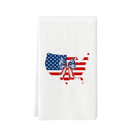huayou 4th of July Patriotic Theme Towel, 15.8x23.6 Inch Red White Blue Prints Towel, Soft Quick Dry Towel for Party, Bathroom, Kitchen