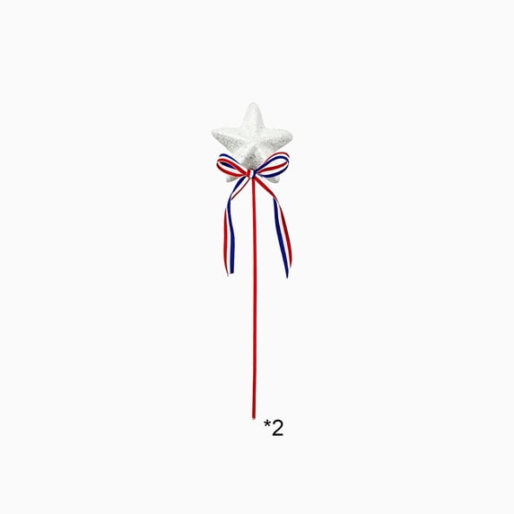 huayou 4th of July Star Wand Set of 2, Reusable Lightweight Star Decor with Ribbon Bow for Party, Vase Filled, Fireplace