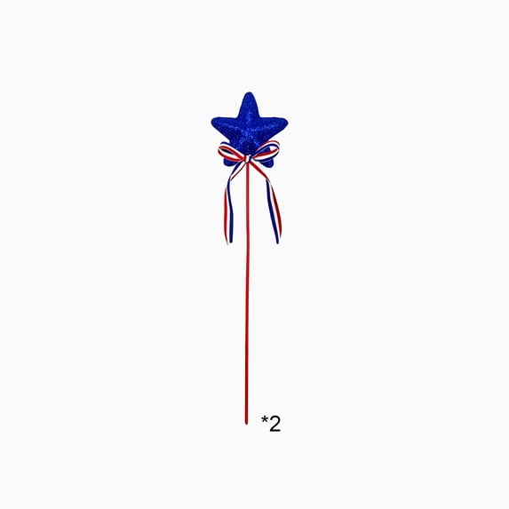 huayou 4th of July Star Wand Set of 2, Reusable Lightweight Star Decor with Ribbon Bow for Party, Vase Filled, Fireplace