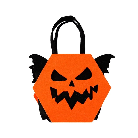huayou 6.30x8.46 Inch Jack O Lantern Bat Felt Candy Bag, Portable Handheld Pouch for Halloween Party Favor Decor