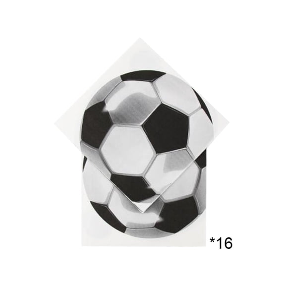 huayou 6.5in Black White Soccer Disposable Napkins 16pcs, Football Print Paper Napkins for Sports Party Dinner Table Decoration