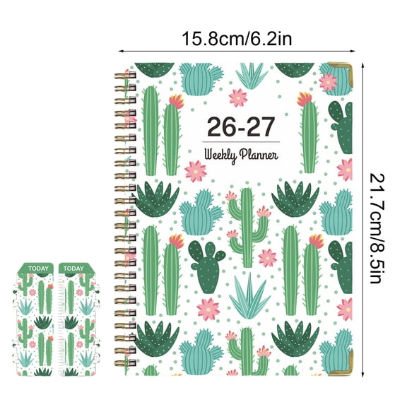 huayou A5 Coiled Schedule Notebook, Jul 2026 to Jun 2027, Floral Pattern, for Daily Plans, Activity Tracking and Life Adjustment