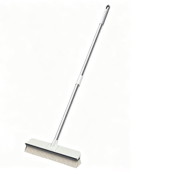 huayou Adjustable Floor Cleaning Scrub Brush, Removable 2-in-1 Cleaning Brus with Squeegee, for Cleaning Bathroom Tile Garage Patio