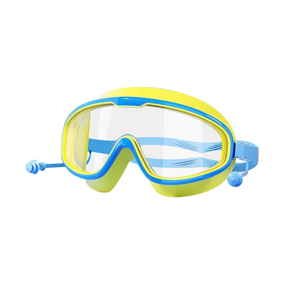 huayou Anti-Fog HD Clear Wide View Swim Goggles with Built-In Ear Plugs, Waterproof Leak-Proof Swimming Glasses for Training Beach Pool and Water Activities