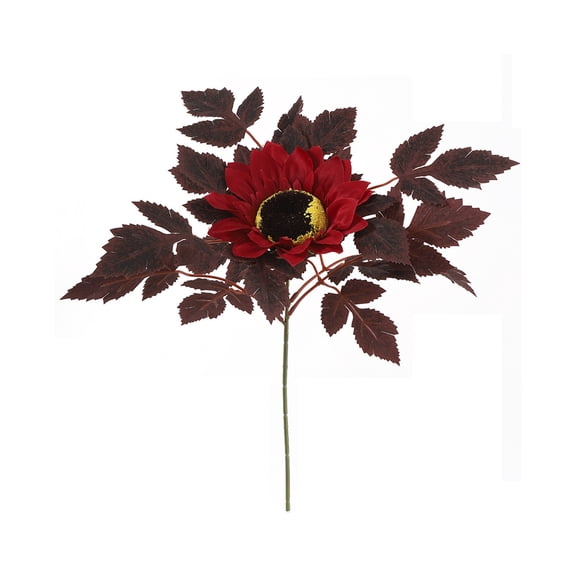 huayou Artificial Fall Maple Sunflower Pick 16.9 Inch Red Bloom Stem for Table Centerpiece Front Door Holiday Atmosphere Decor