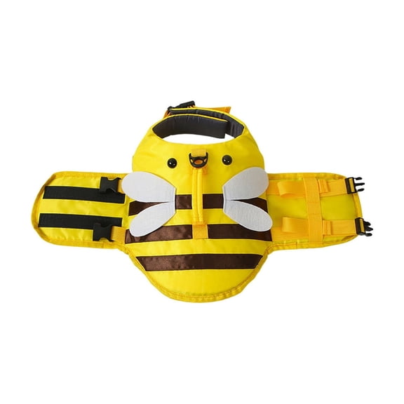 huayou Bee Shaped Pet Flotation Life Vest, Built In Handle D Ring, Adjustable Side Buckle Straps, for Pool, Lake Swimming, Small, Yellow Black, Decoration