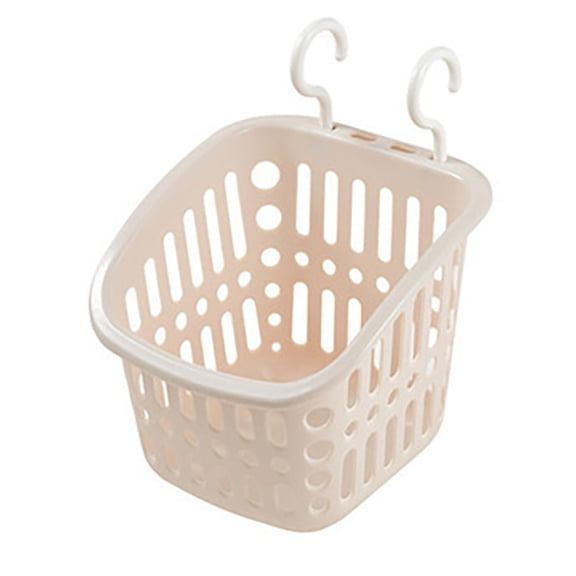 huayou Beige Ventilated Hanging Storage Basket, Plastic Organizer with Decoration, for Pool Accessories Storage, 7.67x6.69x6.1 inch
