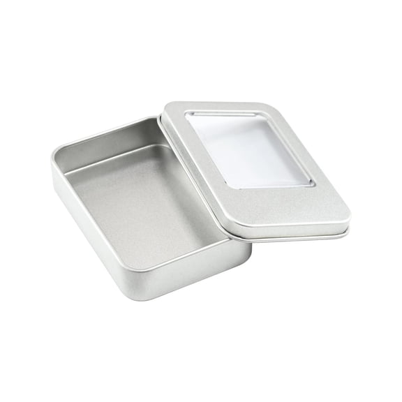 huayou Blank Rectangular Metal Tin Box, Hinged Lid Small Storage Container, Hardware Sundry Organizer, Portable Mini Caddy, Compact Table Home Decoration