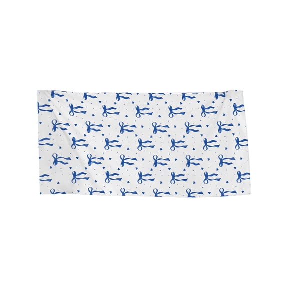 huayou Blue Bow Printed Microfiber Beach Towel, Portable Bath Wrap with Decoration, for Seaside, Vacation, Camping, 29.5x59 inch, Blue White