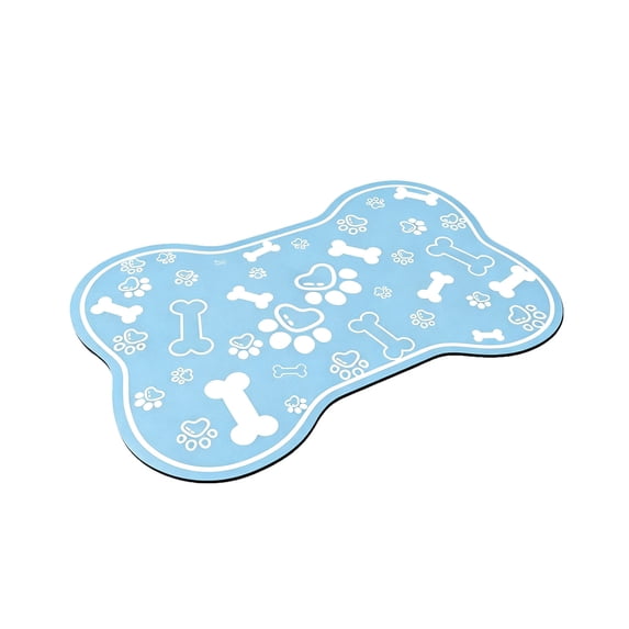 huayou Bone Shaped Pet Feeding Mat, Non-Slip Absorbent Paw & Bone Printed Dog Cat Food Water Bowl Mat, Washable Waterproof Pet Placemat