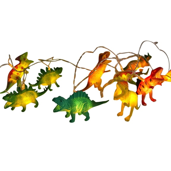 huayou Cartoon Dinosaur LED Christmas String Light, Multicolor Resin Dinosaur Figurine Warm Copper Wire Lights for Kids Bedroom Christmas Tree Indoor Holiday Atmosphere Decoration