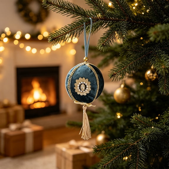 Inside Home Tree huayou Christmas Ball Ornament, Navy Hanging Ball Pendant with Gold ...