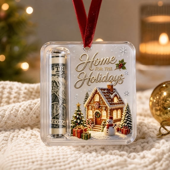 huayou Christmas Home for the Holidays Gingerbread Gift Card Box Ornament, Hanging Gift Card Holder with Snowman for Xmas Tree Decorations