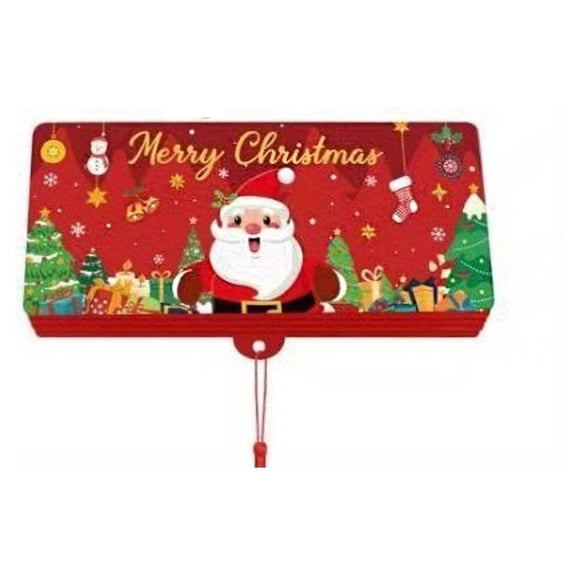 huayou Christmas Money Card Holder Box, Red Santa Xmas Tree Gift Printed Surface, 10 Slots for Cash Card Storage, Tabletop Party Holiday Decoration