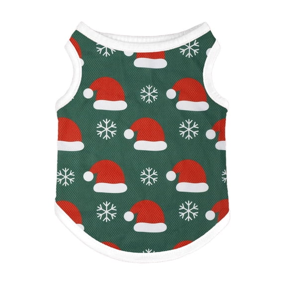 huayou Christmas Pet Sleeveless Vest, Santa Hat & Snowflake Printed Dog Cat Tank Top, Holiday Warm Clothes for Small Medium Pets, XL Size