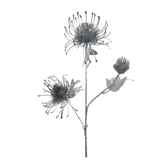 huayou Christmas Silver Glitter Leaf Branch, Faux Hollow Cutout Flower Stem, Decorative Artificial Stem for Vase, Mantel & Table Display
