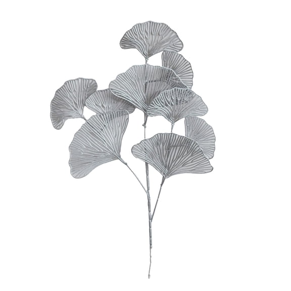 huayou Christmas Silver Glitter Leaf Branch, Faux Hollow Cutout Flower Stem, Decorative Artificial Stem for Vase, Mantel & Table Display