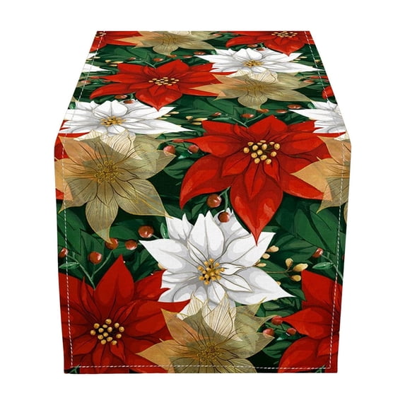 huayou Christmas Table Runner, Holiday Dining Table Decor, Ideal for Xmas Party Home Office Decoration, Xmas Decorations Indoor Outdoor Use, Christmas Decor